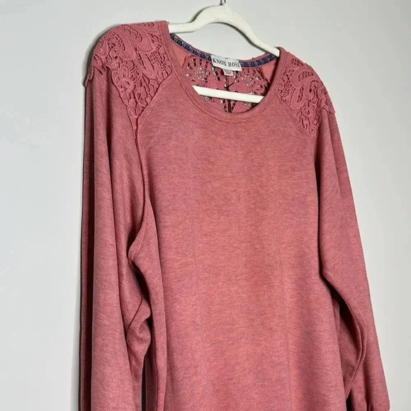 Women's Lace Detail Sweatshirt - Knox Rose Pink Size XXL - Picture 5 of 10